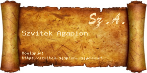 Szvitek Agapion névjegykártya